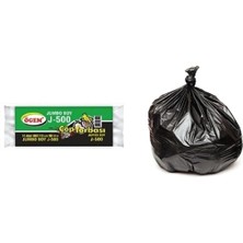 J-500 Jumbo Boy Çöp Torbası 80 x 110 cm 10 Lu Rulo x 1 Paket = 10 Adet (Siyah)