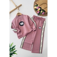 Miniğimin Cicileri Black Eyes Baskılı Taşlı Kız Çocuk 2 li takım - Gül Kurusu