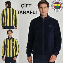 Fenerbahçe S.k. 25/26 Tribün Çubuklu Çift Taraflı Erkek Peluş Ceket
