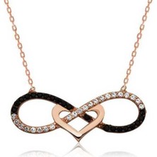 925 Ayar Gümüş Kalpli Sonsuzluk Kadın Gümüş Kolye