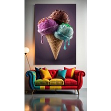 3lü Dondurma V1 Ev Duvar Salon Güzellik Salonu Ofis Dükkan Dekarasyon Kanvas Tablo