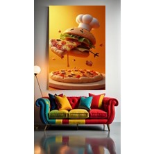 Özkacar Group Pizza Yiyen Hamburger V1  Ev Duvar Salon Güzellik Salonu Ofis Dükkan Dekarasyon Kanvas Tablo