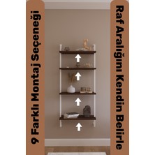 Solto Home OB4-42 Duvara Monte Modüler 4 Raflı Beyaz Metal Kitaplık | Modern Dekoratif Ceviz Duvar Rafı | Reyon Rafı | Ofis – Salon - Mağaza Raf Sitemi