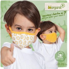 Bibaby Organik Maske 2li Aslanlı Beyaz - Hardal