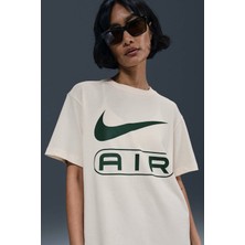 Nike Sportswear Air Loose Fit T-Shirt Kadın Bol Kesim Pamuklu Tişört Krem