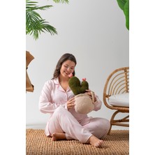 Uzun Kol Gömlek Yaka Kadın Pinterest Pijama Takımı - Mevsimlik Kadın Pijama- Büyük Beden