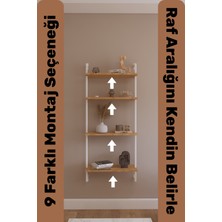 Solto Home OB4-44 Duvara Monte Modüler 4 Raflı Beyaz Metal Kitaplık | Modern Dekoratif Meşe Duvar Rafı | Reyon Rafı | Ofis – Salon - Mağaza Raf Sitemi