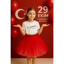 23 Nisan 29 Ekim Gösteri ve Özel Gün Tütü Etek Kırmızı Beyaz Tütü Kabarık Etek