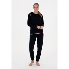 U.s. Polo Assn. Kadın Uzun Kollu Yuvarlak Yaka Dar Paça Pamuklu Kışlık Pijama Takımı S25118