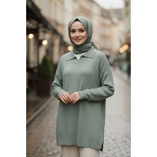 Fitilli Mint Tesettür Triko Kazak Tunik 65903MINT