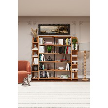 Asra Trend DK-01 Duvar/Köşe Modüler Kitaplık – 176 cm Geniş Ünite, 17 Raflı Salon & Ofis Kitaplığı