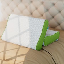 FOM 2'li Flex Tam Ortopedik Visco Konforlu Uyku Yastık Kampanyası, Ortopedik, 60 X 40 X 14/11, Yeşil