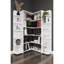 Asra Trend Modern Dönebilen Ayarlanabilir Raflı Ev Ofis Kitaplık %100 MDF Dekoratif Kütüphane Kitaplık DK01