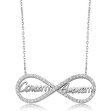 Stumbanng 925 Ayar Gümüş Canım Annem Yazılı Sonsuzluk Kadın Gümüş Kolye