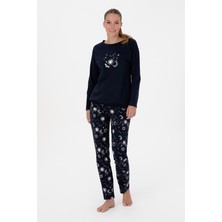 Bisiklet Yaka Uzun Kollu Pijama Takımı Rahat Kesim S26155