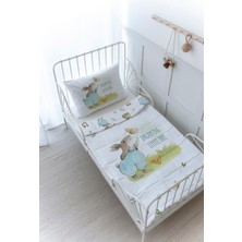 Organik Baskılı Montessori (100X200) Yorgan Seti - Pure Baby Serisi - Kelebekle Oynayan Tavşan