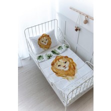 Organik Baskılı Montessori (100X200) Yorgan Seti - For Baby Serisi - Suluboya Aslan