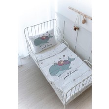 Organik Baskılı Montessori (100X200) Yorgan Seti - Pure Baby Serisi - Balina ve Çocuk