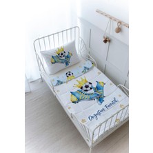 Organik Baskılı Montessori (100X200) Yorgan Seti - For Baby Serisi - Sarı - Lacivert