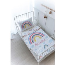 Organik Baskılı Montessori (100X200) Yorgan Seti - For Baby Serisi - Pembe Gökkuşağı