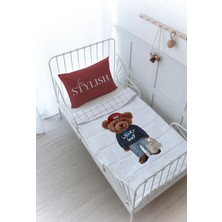 Organik Baskılı Montessori (100X200) Yorgan Seti - Pure Baby Serisi - Sportmen Ayıcık