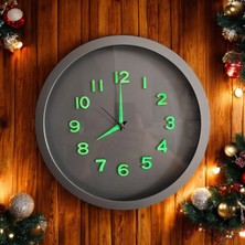 Fosforlu Gümüş Plastik Duvar Saati Fosforlu Küpe Kolye Fatma Ana Eli Anahtarlık Seti