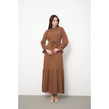 1192 Maxmu Kaplama Düğmeli Elbise