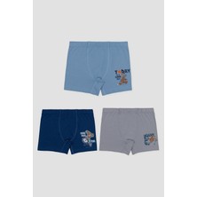 Erkek Çocuk Pamuklu Baskılı Rahat Kesim Likralı Boxer 3'lü Paket 3526 Renkli