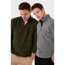 Buratti Slim Fit Anti-Pilling Tüylenme Yapmayan Bato Yaka Şardonlu 2'li Paket Polar Erkek POLAR 5906001S2