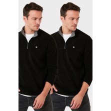 Buratti Slim Fit Anti-Pilling Tüylenme Yapmayan Bato Yaka Şardonlu 2'li Paket Polar Erkek POLAR 5906001S2