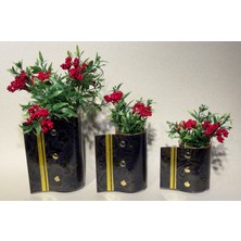 Boe Modeli 3'lü Deri Kaplama Cam Vazo Seti