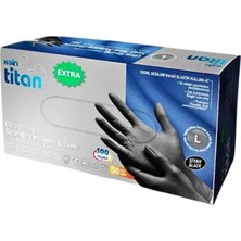Koin Titan Extra Siyah Nitril Muayene Eldiveni Pudrasız Ultra Strong Large L
