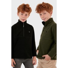 Lela Yumuşak Dokulu Fermuarlı Dik Yaka Şardonlu 2'li Paket Polar Çocuk Polar 5905002S2