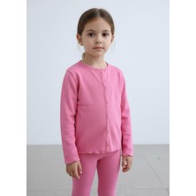 Kız Çocuk Fitilli %100 Pamuklu Düğmeli Hırka