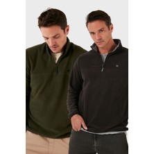 Buratti Slim Fit Anti-Pilling Tüylenme Yapmayan Bato Yaka Şardonlu 2'li Paket Polar Erkek POLAR 5906001S2