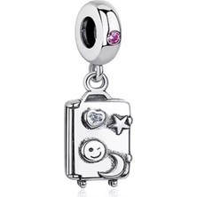 Imgeler Dolu Valiz Sallantılı Gümüş Charm