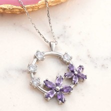 Stumbanng 925 Ayar Gümüş Mor Çiçek Kadın Kolye