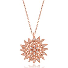 925 Ayar Gümüş Rose Güneş Kadın Kolye