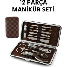 12 Parça Tırnak Bakım Seti, Paslanmaz Çelik, Deri Kılıf, Şık ve Pratik Kullanım