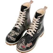 Kadın Vegan Deri Siyah Uzun Bot - Agent Of Chaos Tasarım