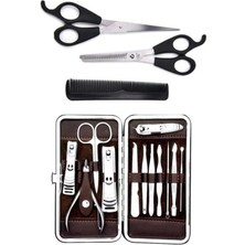 12 Parça Kuaför ve Berber Saç Kesme Seti, Tarak ve Pedikür Araçları