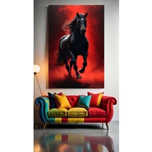 Özkacar Group Siyah At V1 Ev Duvar Salon Güzellik Salonu Ofis Dükkan Dekarasyon Kanvas Tablo