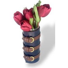 Bee Large Deri Kaplama Cam Vazo