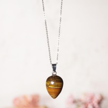 Kaplan Gözü Doğal Taş Oval Kolye