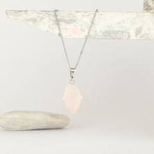 Pembe Kuvars Hamse Temalı Doğal Taşı Kolye