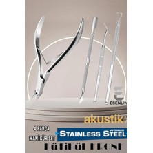 4'lü Tırnak Bakım Seti, Manikür ve Pedikür Pensleri, Kütikül Temizleme Aracı