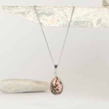 Rodonit Oval Dogal Taş Kolye