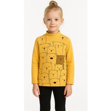 Ayıcık Baskılı Kız Çocuk Body Sarı