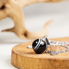 Akik (Agate) Doğal Taş Küre Kolye