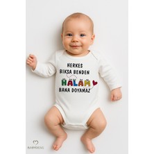Babyden's “herkes Bıksa Benden Halam Bana Doyamaz” Yazılı Uzun Kollu Bebek Zıbını Pamuk Çıtçıtlı Body